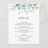 Elegante groene loof bruiloft details informatiekaartje (Voorkant)