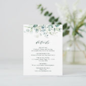 Elegante groene loof bruiloft details informatiekaartje (Staand voorkant)