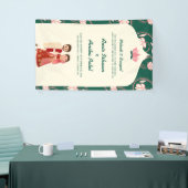 Elegante Groene Lotus Lantaarns Mehndi Sanget Indi Spandoek (Beurs)