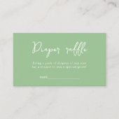 Elegante groene luier Raffle Baby shower Informatiekaartje (Voorkant)