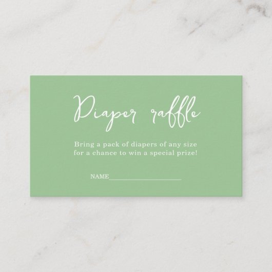 Elegante groene luier Raffle Baby shower Informatiekaartje (Voorkant)