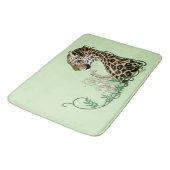 Elegante Groene Luipaard Botanische Henna Badmat (Gekanteld)