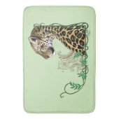 Elegante Groene Luipaard Botanische Henna Badmat (Voorkant Verticaal)