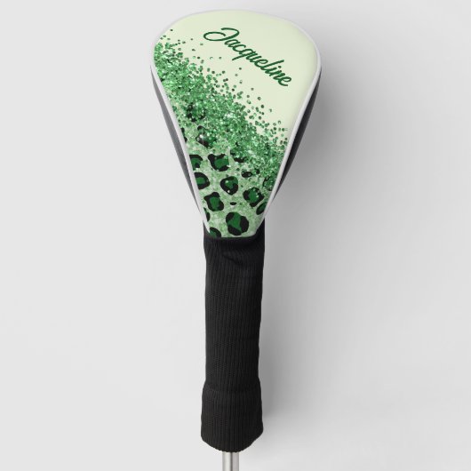 Elegante groene luipaardprint golfheadcover (Voorkant)