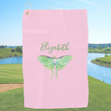 Elegante Groene Luna Moth Custom Naam Dames Roze