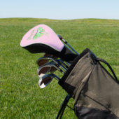 Elegante Groene Luna Moth Custom Naam Dames Roze Golfheadcover (Insitu)