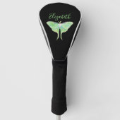 Elegante Groene Luna Moth Gepersonaliseerde Dames  Golfheadcover (Voorkant)