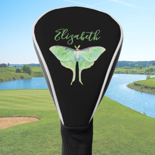 Elegante Groene Luna Moth Gepersonaliseerde Dames  Golfheadcover