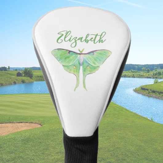 Elegante groene Luna Moth Gepersonaliseerde Dames  Golfheadcover