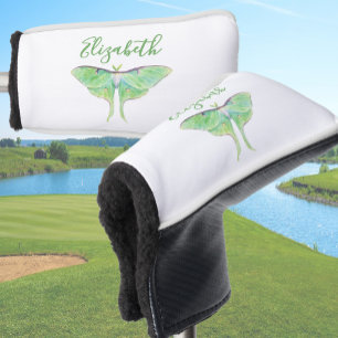 Elegante groene Luna Moth Gepersonaliseerde Dames Golfheadcover