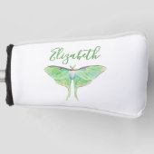 Elegante groene Luna Moth Gepersonaliseerde Dames  Golfheadcover (Voorkant)