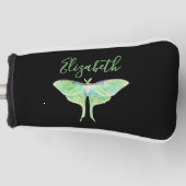 Elegante Groene Luna Moth Gepersonaliseerde Dames  Golfheadcover (Voorkant)