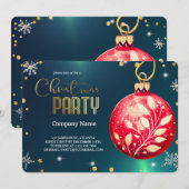 Elegante groene magische kerst, rode Ornamenten Kaart (Voorkant / Achterkant)