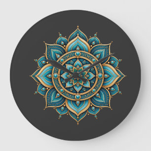 Elegante groene mandala bloemige geometrische graf grote klok