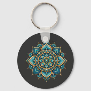 Elegante groene mandala bloemige geometrische graf sleutelhanger