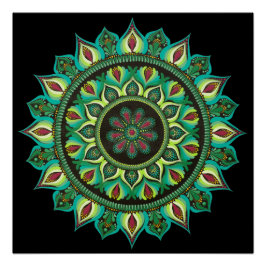 Elegante groene mandala | Boheemse zen minimalisti Perfect Poster