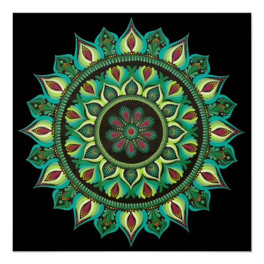 Elegante groene mandala | Boheemse zen minimalisti Perfect Poster (Voorkant)