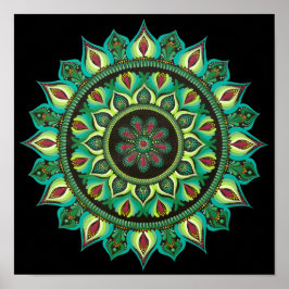 Elegante groene mandala | Boheemse zen minimalisti Poster