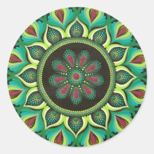 Elegante groene mandala   Boheemse zen minimalisti Ronde Sticker