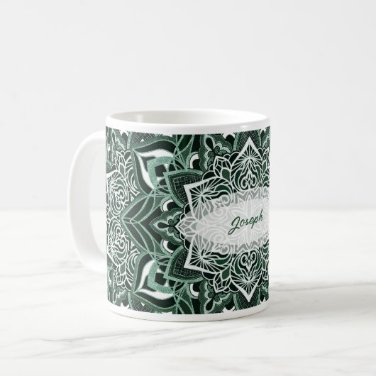 Elegante groene Mandala Mok (Voorkant links)