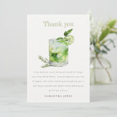 Elegante Groene Margarita Cocktail Bruidsmeisjesfe Bedankkaart (Staand voorkant)
