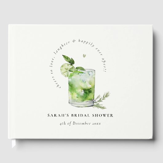 Elegante Groene Margarita Cocktail Bruidsmeisjesfe Gastenboek (Voorkant)