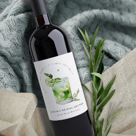 Elegante Groene Margarita Cocktail Bruidsmeisjesfe Wijn Etiket