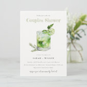 Elegante groene Margarita Cocktail Couples Douche Kaart (Staand voorkant)