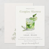 Elegante groene Margarita Cocktail Couples Douche Kaart (Voorkant / Achterkant)