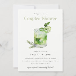 Elegante groene Margarita Cocktail Couples Douche Kaart
