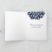 Elegante groene marineblauwe bloemuitbarsting dank bedankkaart (Binnen)