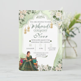 Elegante Groene Mehendi Uitnodiging
