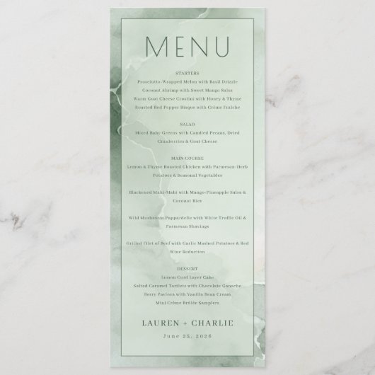 Elegante groene menutemplate menu (Voorkant)