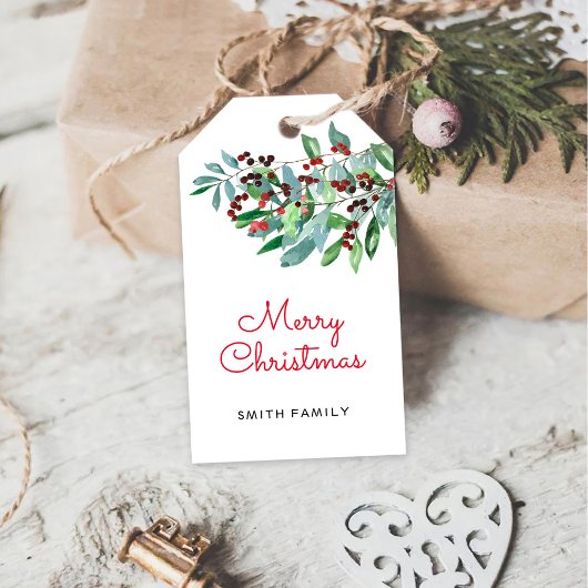 Elegante Groene Merry Christmas Cadeaulabel