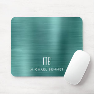 Elegante groene metalen monogramnaam muismat