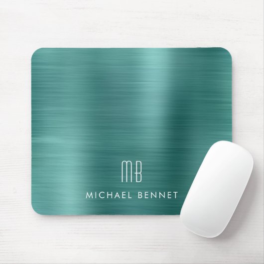 Elegante groene metalen monogramnaam muismat (Met muis)