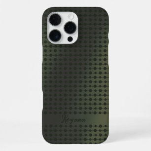 Elegante groene metalen stippen lijnpatroon aangep iPhone 16 pro max hoesje