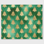 Elegante groene metallic gouden bomen vakantie cadeaupapier (Vlak)