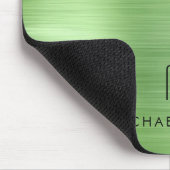 Elegante Groene Metallic Monogram Naam Muismat (Hoek)