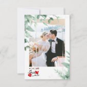 Elegante groene minimalistische aangepaste fototro save the date (Achterkant)