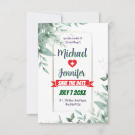 Elegante Groene Minimalistische Aangepaste Trouwfo Save The Date