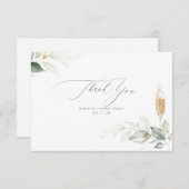 Elegante Groene Minimalistische Bruidsfeest Dank J Bedankkaart (Voorkant / Achterkant)