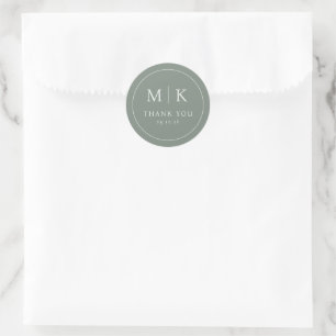 Elegante Groene Minimalistische Dank Je Ronde Sticker