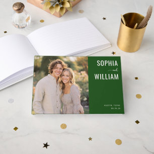 Elegante groene minimalistische foto gastenboek