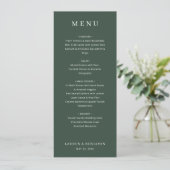 Elegante groene minimalistische menu (Staand voorkant)