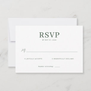 Elegante Groene Minimalistische RSVP Kaartje