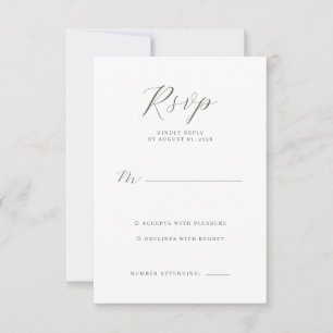 Elegante Groene Minimalistische RSVP Kaartje