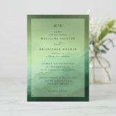 Elegante groene minimalistische trouwuitnodiging kaart (Staand voorkant)