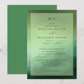 Elegante groene minimalistische trouwuitnodiging kaart (Voorkant / Achterkant)