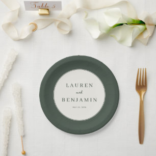 Elegante groene minimalistische trouwuitnodiging papieren bordje